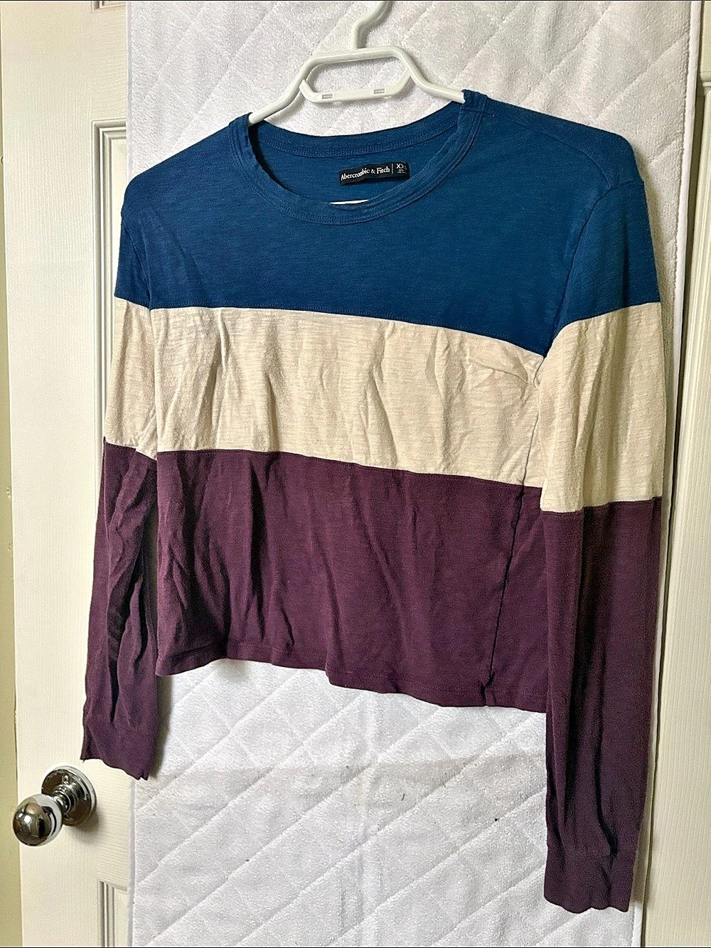 Abercrombie & Fitch Color Block Long Sleeve Tee in Blue & Purple Size XS